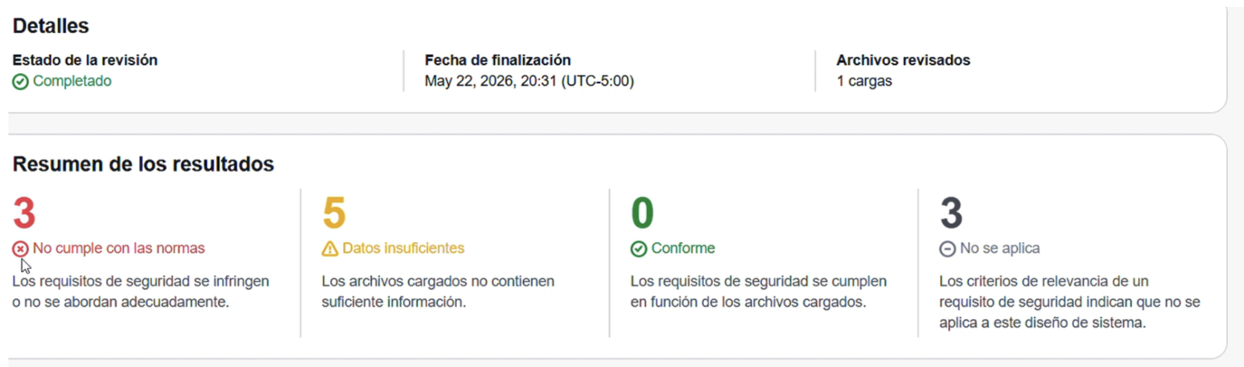 Ejemplo de arquitectura revisada por AWS Security Agent